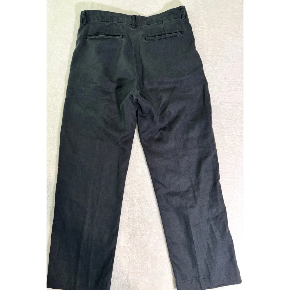 Banana Republic Chino Pants Mens Casual 32x31 Navy Blue 100% Linen Flat-Front